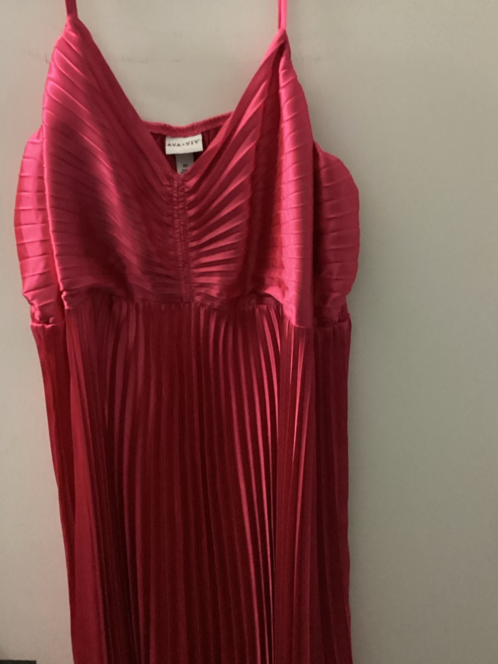 Ava & Viv Hot Pink Pleated Spaghetti Strap Dress